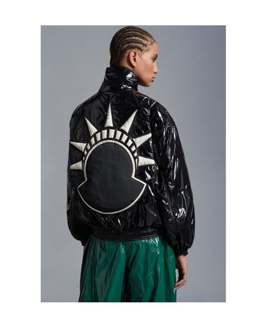 Moncler Black X Alicia Keys Logo Patch Padded Jacket for men