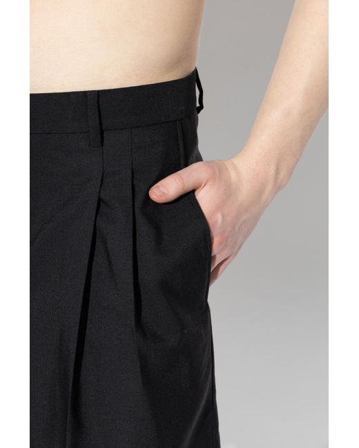 AMI Black High Waist Wide Bermuda Shorts for men