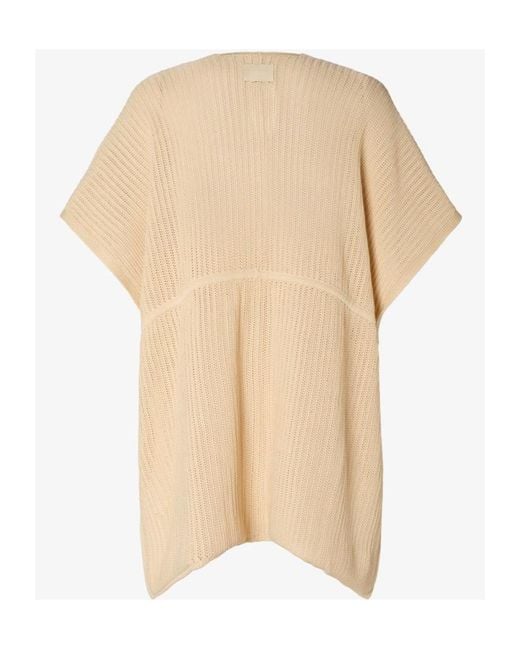 Fendi Natural Ff Drawstring Waist Knitted Poncho