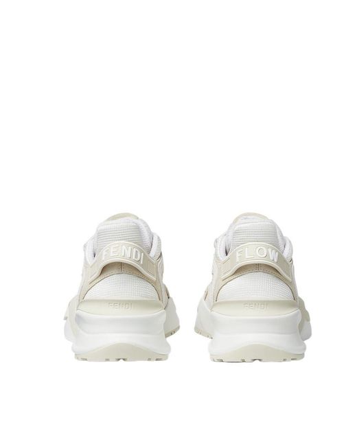 Fendi White Mesh And Suede Low Tops