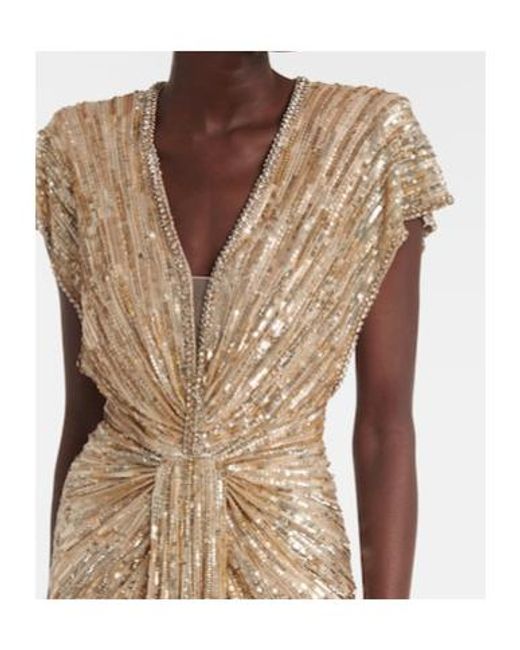 Jenny Packham Natural Zola Sequined Tulle Gown