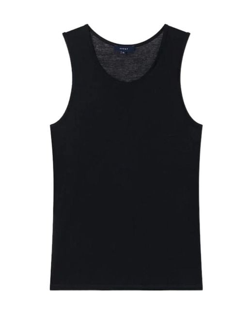 Soeur Black Round Neck Semi-Transparent Vest