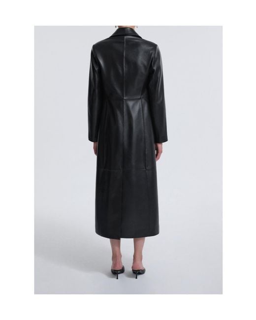 Nour Hammour Black Gotham Sleek Leather Coat