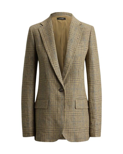 Ralph Lauren Green Glen Plaid Linen Blazer