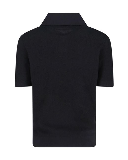 Zegna Black Short-Sleeved V-Neck Polo Shirt for men