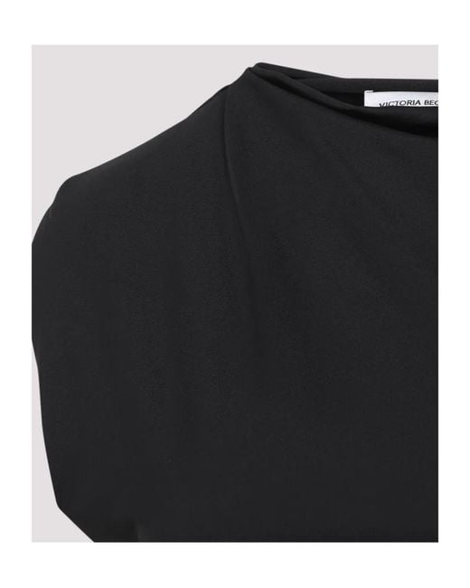 Victoria Beckham Black Asymmetrical Pendant Mid-Length Dress