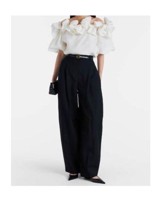 Carolina Herrera White Off-Shoulder Silk Top