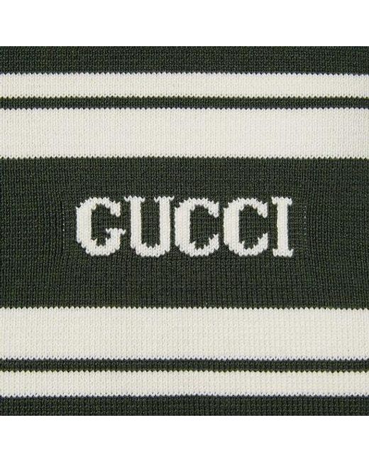Gucci Green Silk Cotton Polo Shirt With Intarsia for men