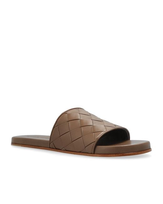 Bottega Veneta Brown Sunday Intrecciato Slip-On Sandals for men