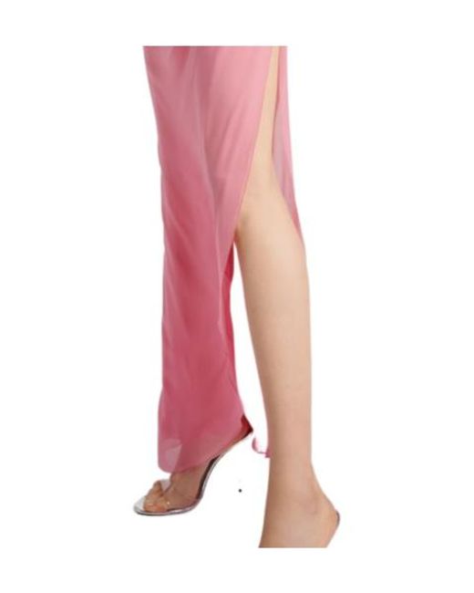 Blumarine Pink Spaghetti Strap Cowl Back Maxi Dress
