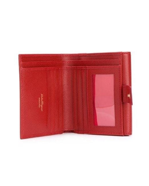 Ferragamo Red Gancio Snap Wallet