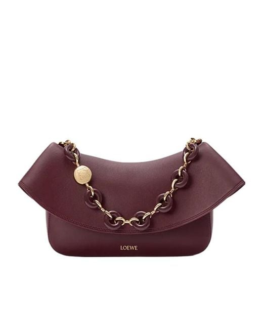 Loewe Purple Medium Leather Ola Shoulder Bag