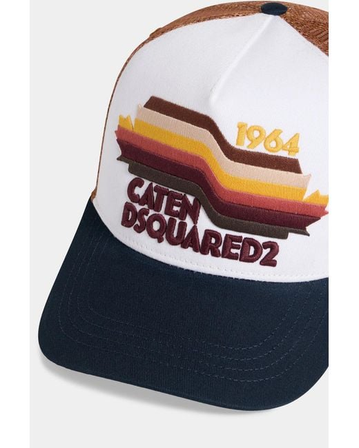DSquared² White Embroidered Mesh-Panel Baseball Cap for men