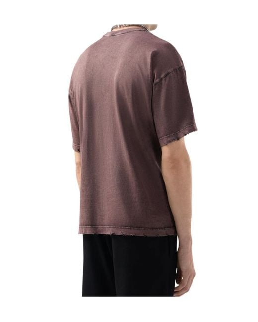 Gcds Purple Distressed-Effect Graphic-Print T-Shirt for men