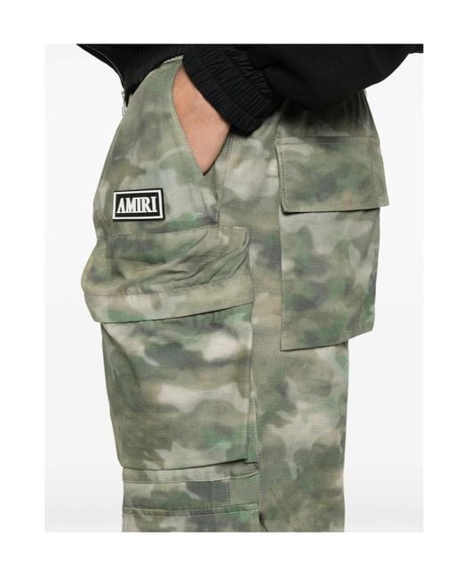 Amiri Green Print Cargo Trousers for men
