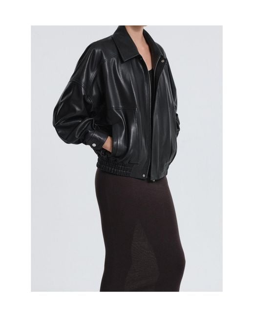 Nour Hammour Black Long-Sleeved Leather Jacket