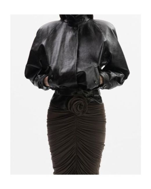 Magda Butrym Black Belted Leather Jacket