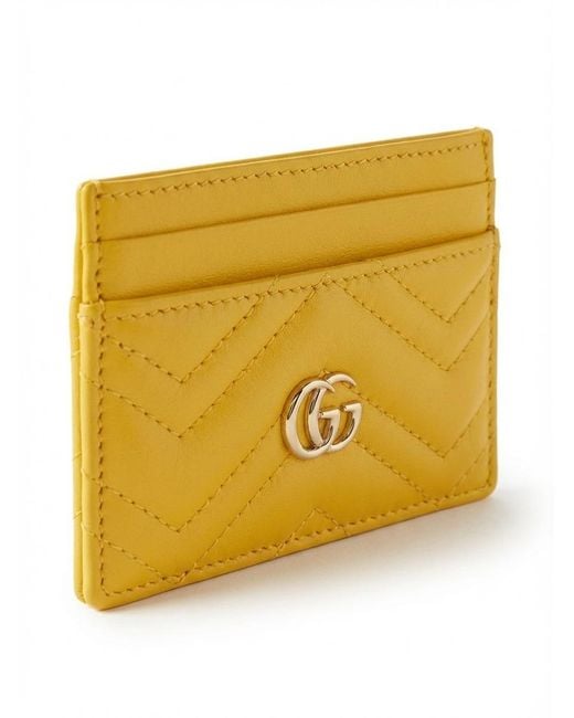 Gucci Yellow Gg Marmont Card Case