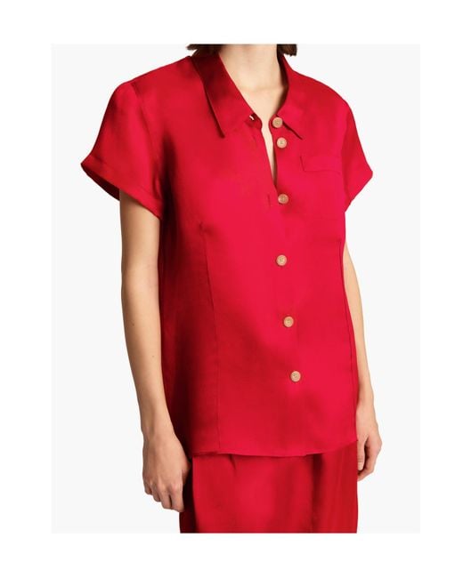 Khaite Red Keefe Button-Up Blouse