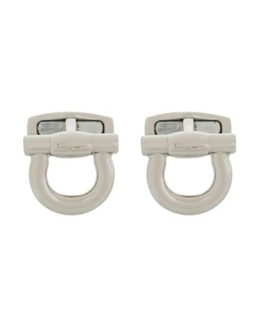Ferragamo Metallic Ferragamo Logo Engraved Cufflinks for men