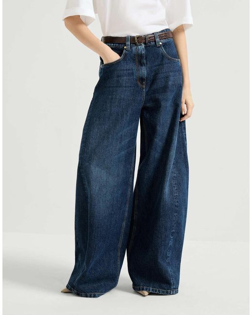 Brunello Cucinelli Blue Mid-Waisted Wide-Leg Jeans