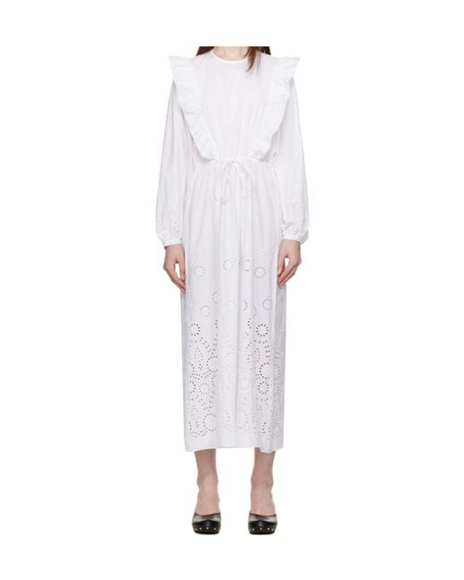 A.P.C. White Ginger Ruffle Midi Dress