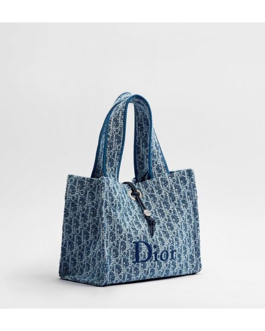 Dior Blue Iviera Small Spongy Book Tote