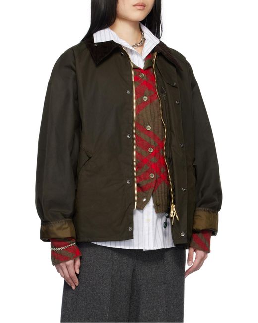 Barbour Green Corduroy Collar Buttoned Jacket for men