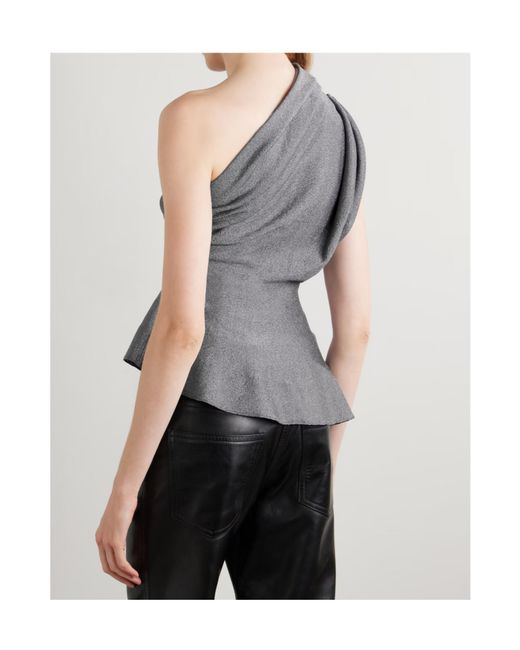 Khaite Gray One-Shoulder Top
