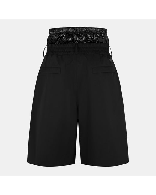Moncler Black Solid Color Printed Shorts for men