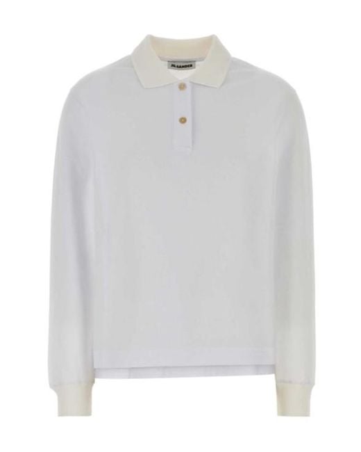 Jil Sander White Long-Sleeved Polo Shirt