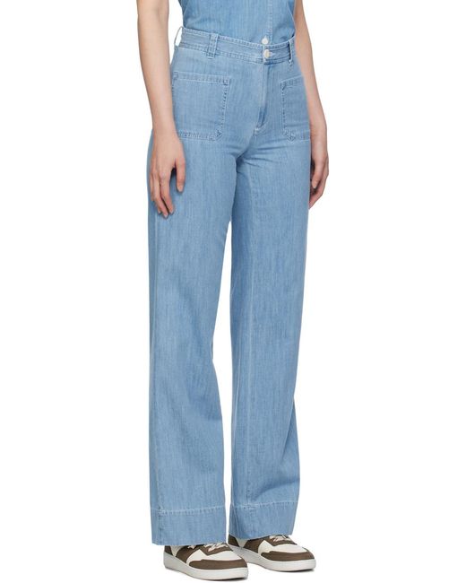 A.P.C. Blue Emilie High-Waist Straight-Leg Jeans