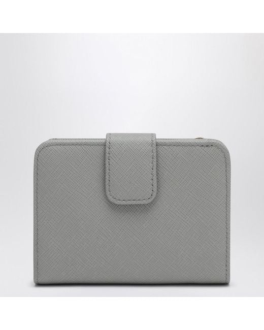 Prada Gray Triangle Logo Zip-Around Wallet