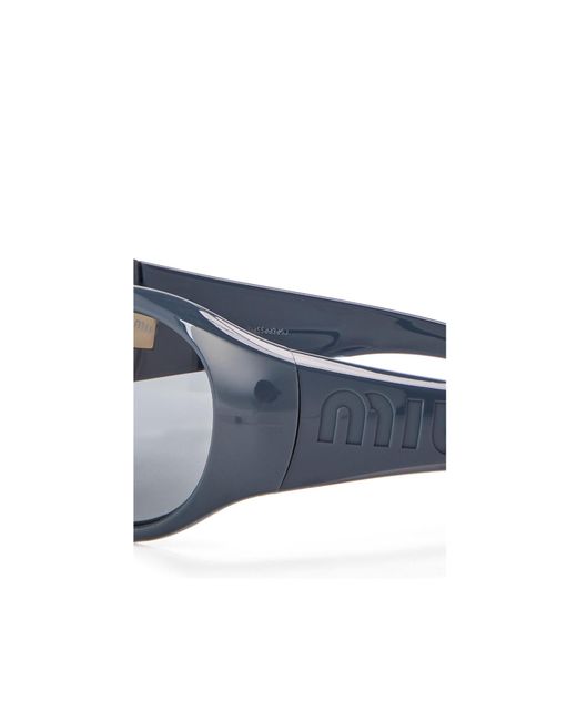 Miu Miu White Glossy Dark Wraparound Shield Sunglasses