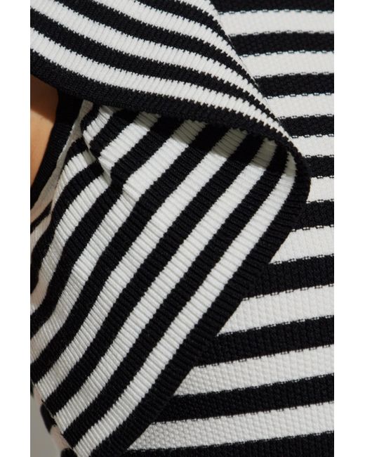 Max Mara Black Vieste Striped Ruffled Top