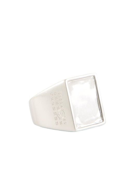 MM6 by Maison Margiela White Polished Numeric Ring for men