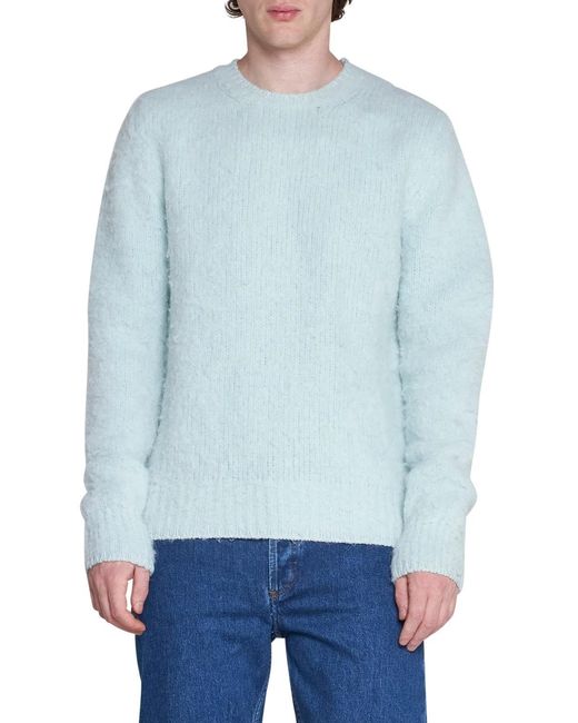 AMI Blue Long-Sleeved Crew-Neck Jumper for men