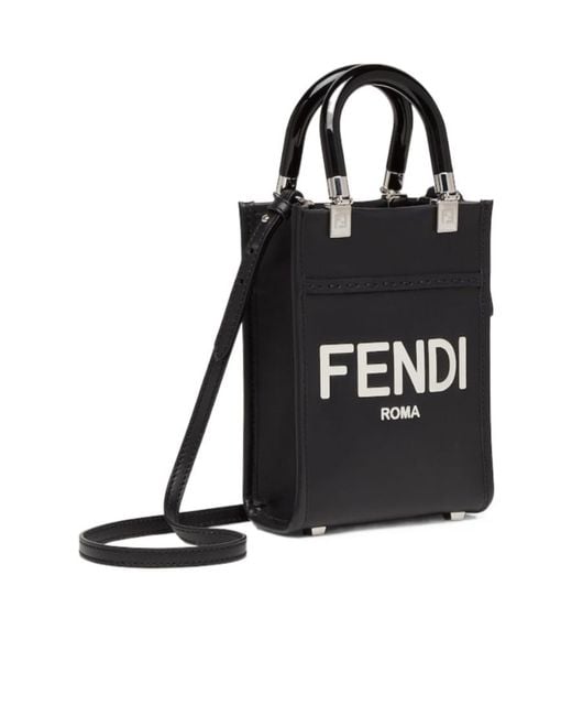 Fendi Black Sunshine Mini Shopper Tote Bag