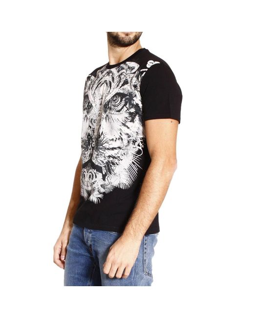 Just Cavalli Black Printed T-Shirt for men