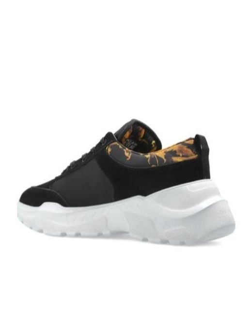 Versace Jeans Black Couture Barocco Printed Lace-Up Sneakers for men