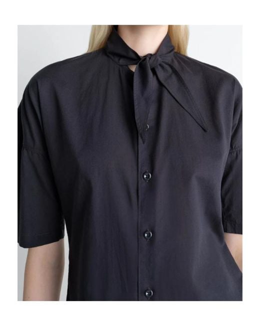 Lemaire Blue Foulard Detailed Short Sleeved Shirt