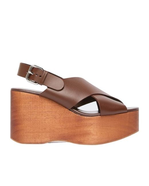 Weekend by Maxmara Brown Buckle Strap Wedge Sandals