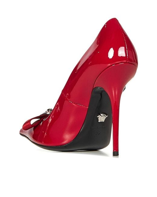 Versace Red Gianni Pointed-Toe Pumps