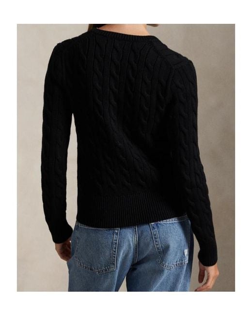 Polo Ralph Lauren Black Logo Embroidered Cable-Knit Cardigan