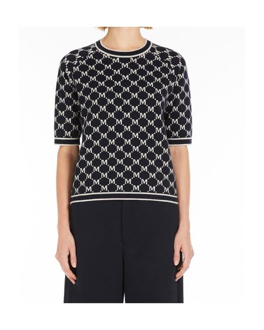 Max Mara Black Jacquard Wool And Cashmere Sweater
