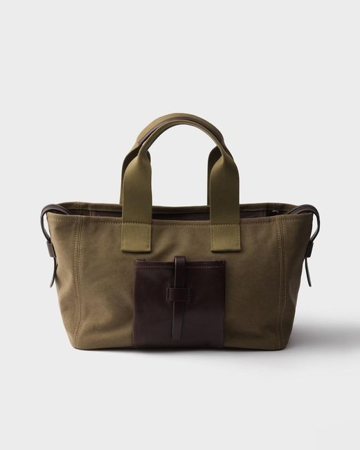 Prada Black Route Large Canvas And Leather Tote Bag