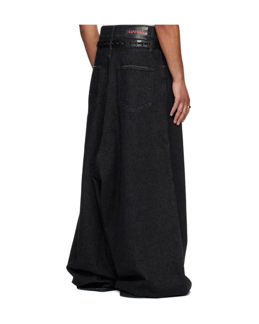 Lu'u Dan Black Drop Crotch Non-Stretch Jeans for men