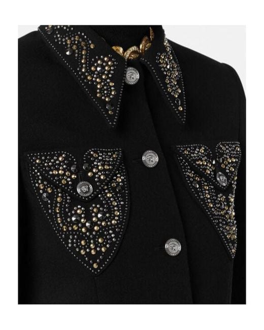 Versace Black Cropped Jacket With Tailored Fit