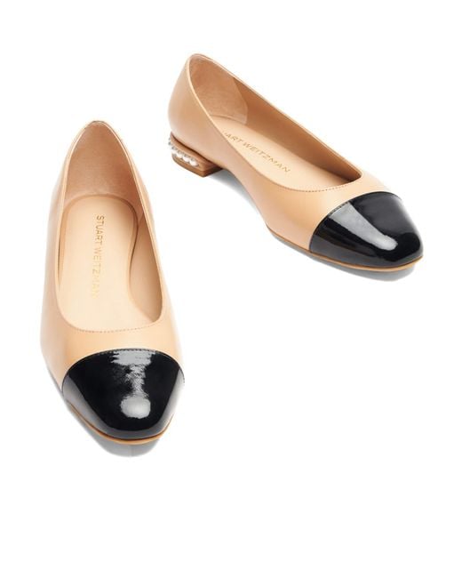 Stuart Weitzman Natural Pearl Flat Leather Ballerina Shoes