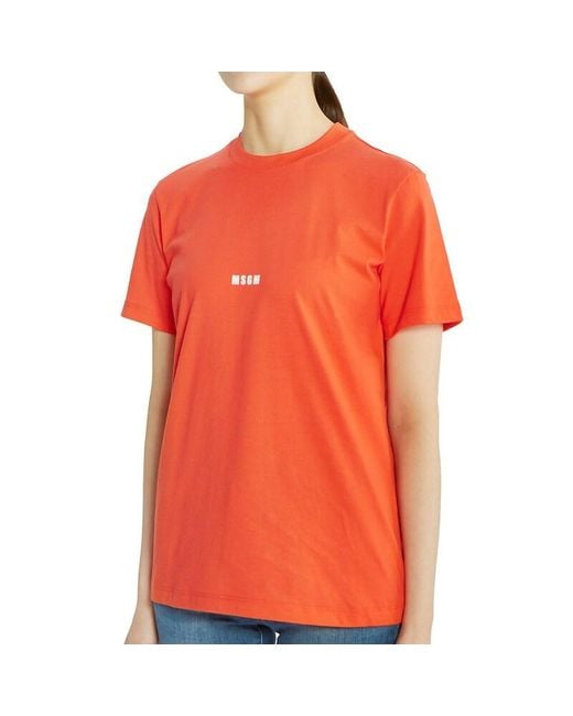 MSGM Orange Logo Details T-Shirt